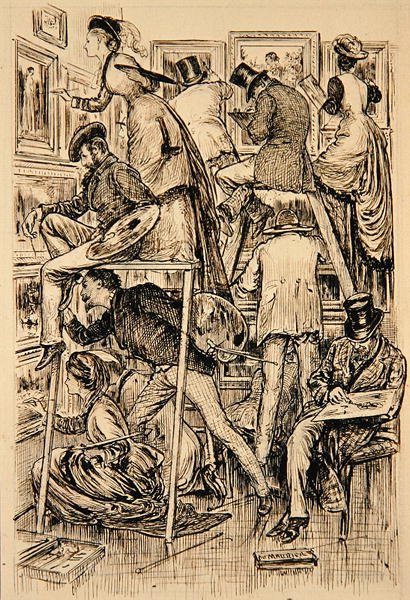 Lackeringsdagen på Kungliga Akademien av George du Maurier