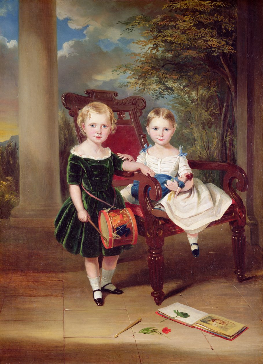 Porträtt av två barn, Herbert och Rose, 1844 av George Duncan Beechey
