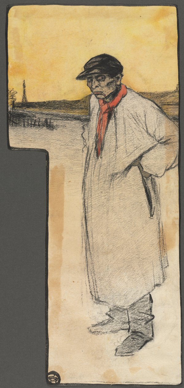 Design för en bokillustration, stående manlig figur av George Dupuis