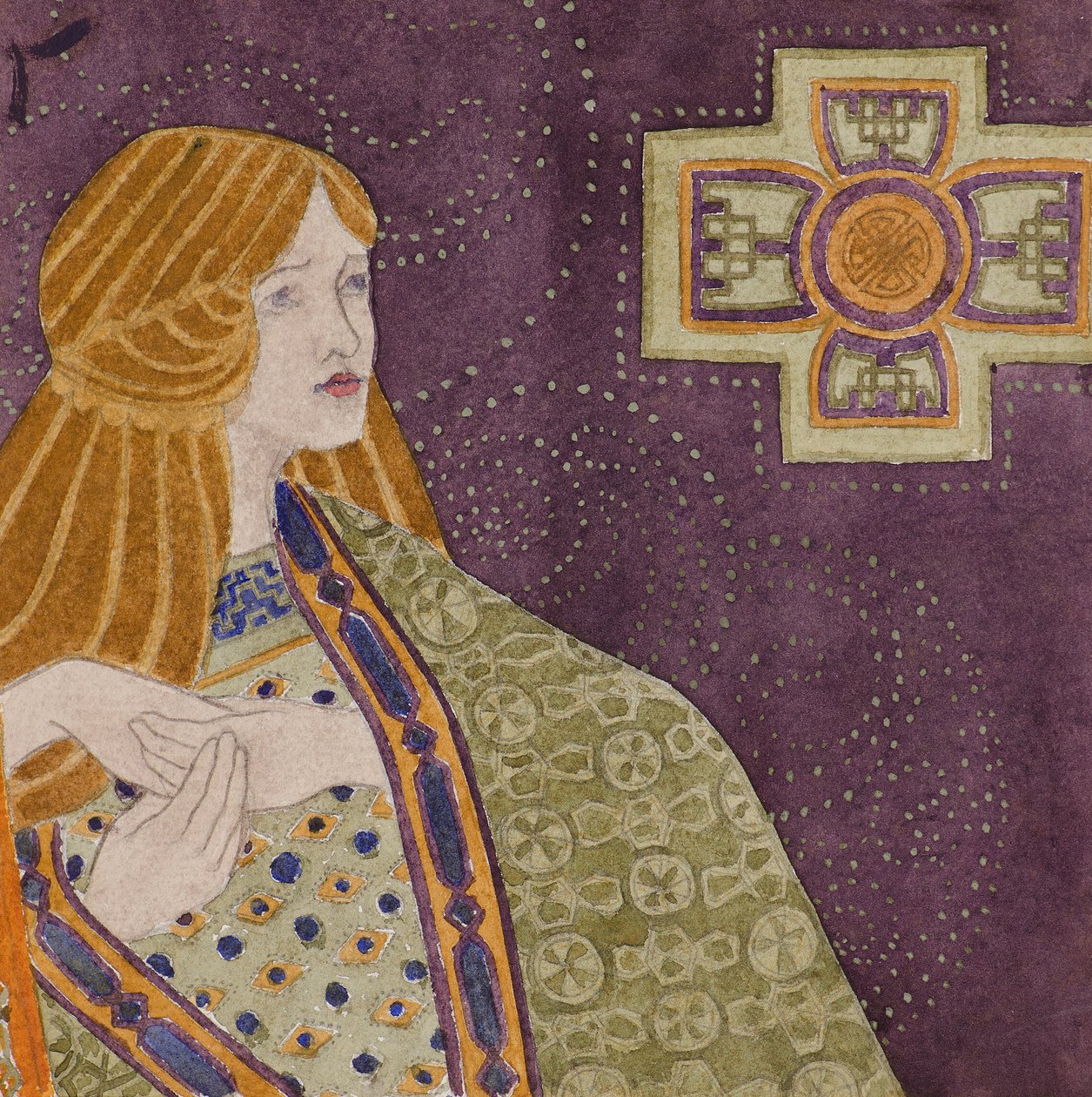 Studie [för dekorativ panel], ca 1898-1901 (akvarell) av George Dutch Davidson