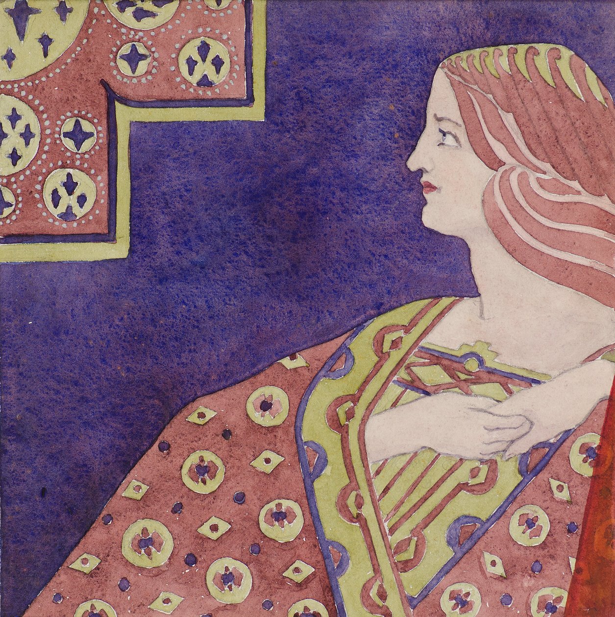 Studie [för dekorativ panel], ca 1898-1901 (akvarell) av George Dutch Davidson