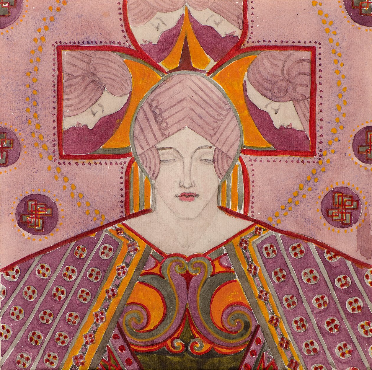 Studie [för dekorativ panel], ca 1898-1901 (akvarell) av George Dutch Davidson