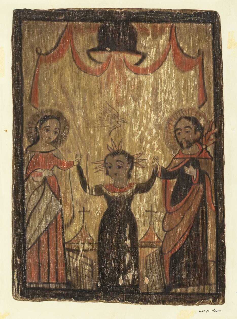 Retablo - Den heliga familjen, ca. 1938. av George E. Rhone