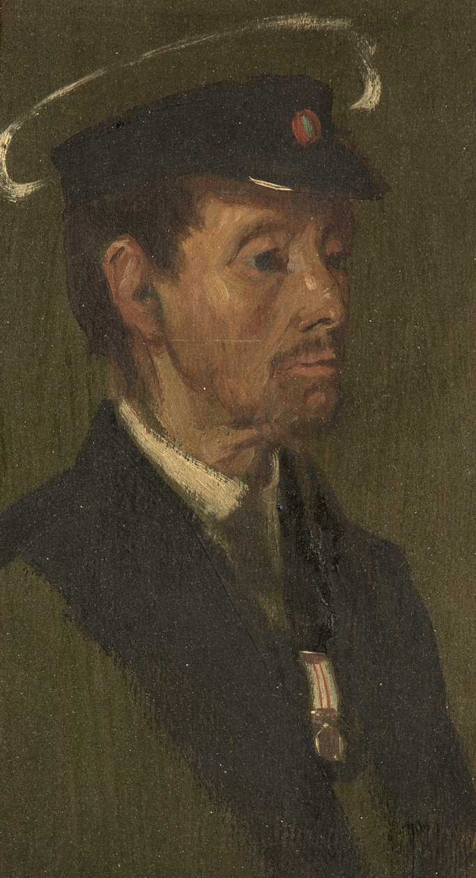 Porträtt av H. Fitzpatrick, 97:e, ca 1920 (olja på panel) av George Edmund Butler