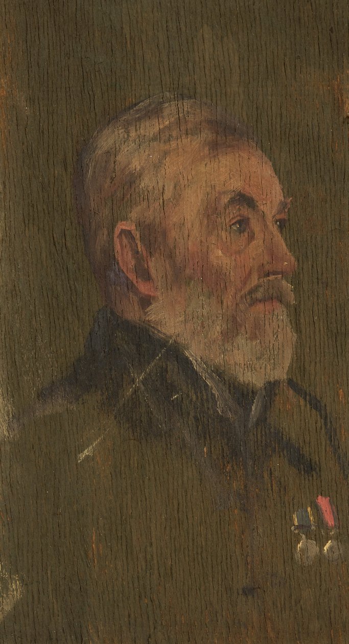 Porträtt av H. Fussell, L.T.C., ca. 1920 (olja på panel) av George Edmund Butler