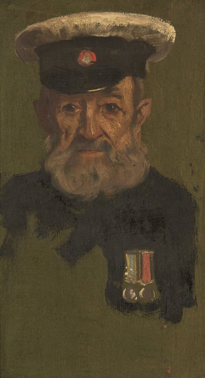 Porträtt av J. Smith, 4th & R.A., ca. 1920 (olja på panel) av George Edmund Butler