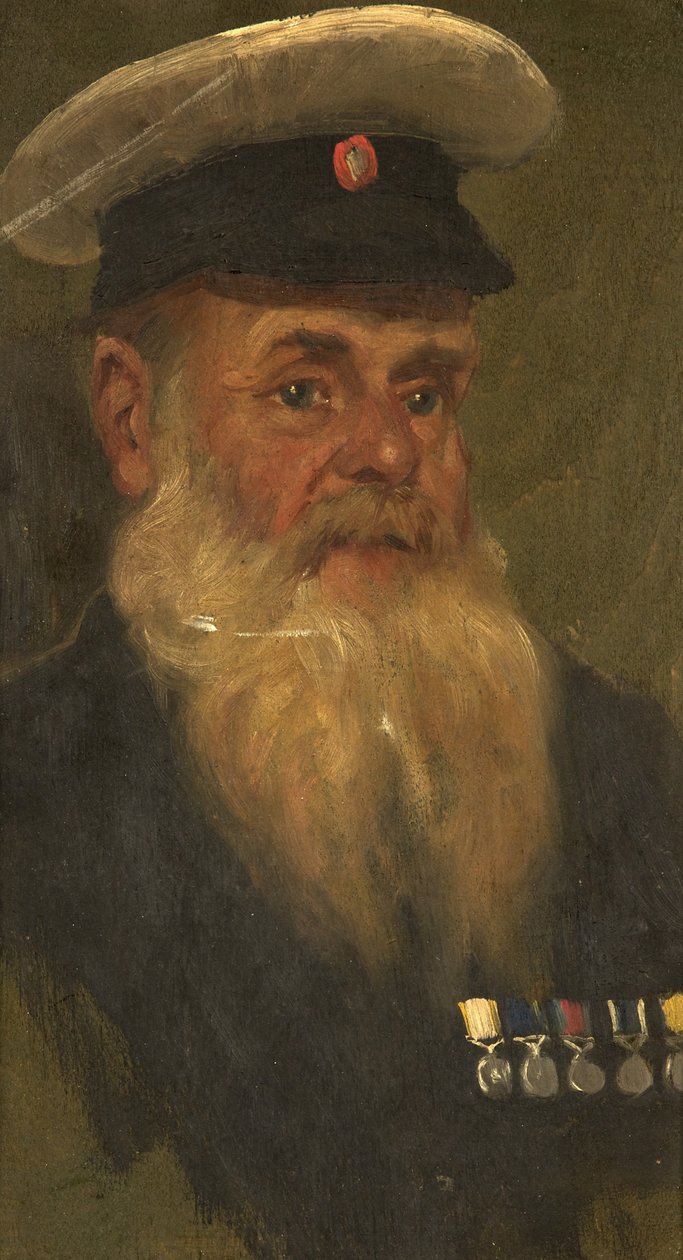 Porträtt av J. Wilson, R.M.A., ca 1920 (olja på panel) av George Edmund Butler
