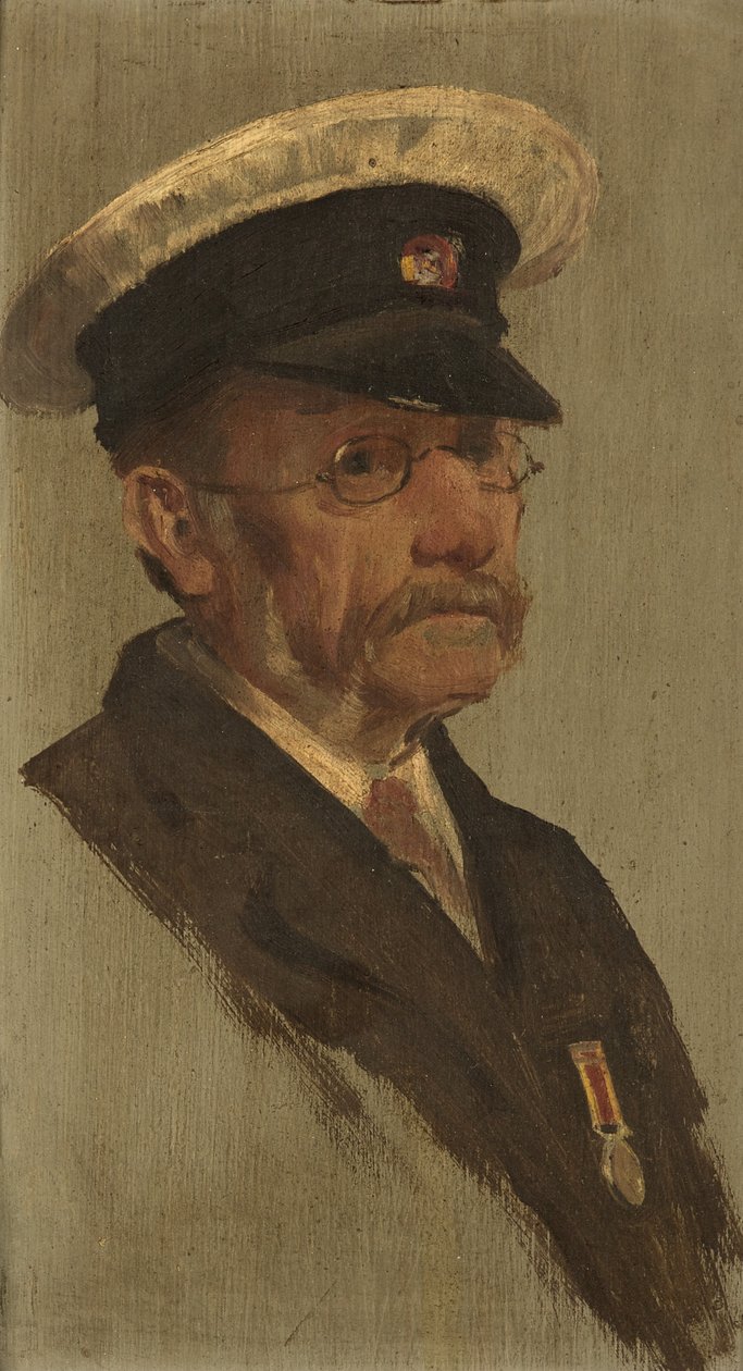 Porträtt av T.S. Brooks, R.M.L.I., ca. 1920 (olja på panel) av George Edmund Butler