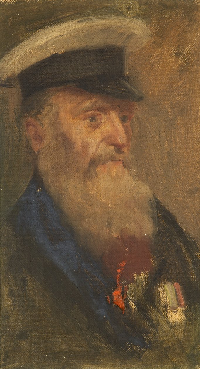 Porträtt av W. Barnes, 97:e, ca. 1920 (olja på panel) av George Edmund Butler