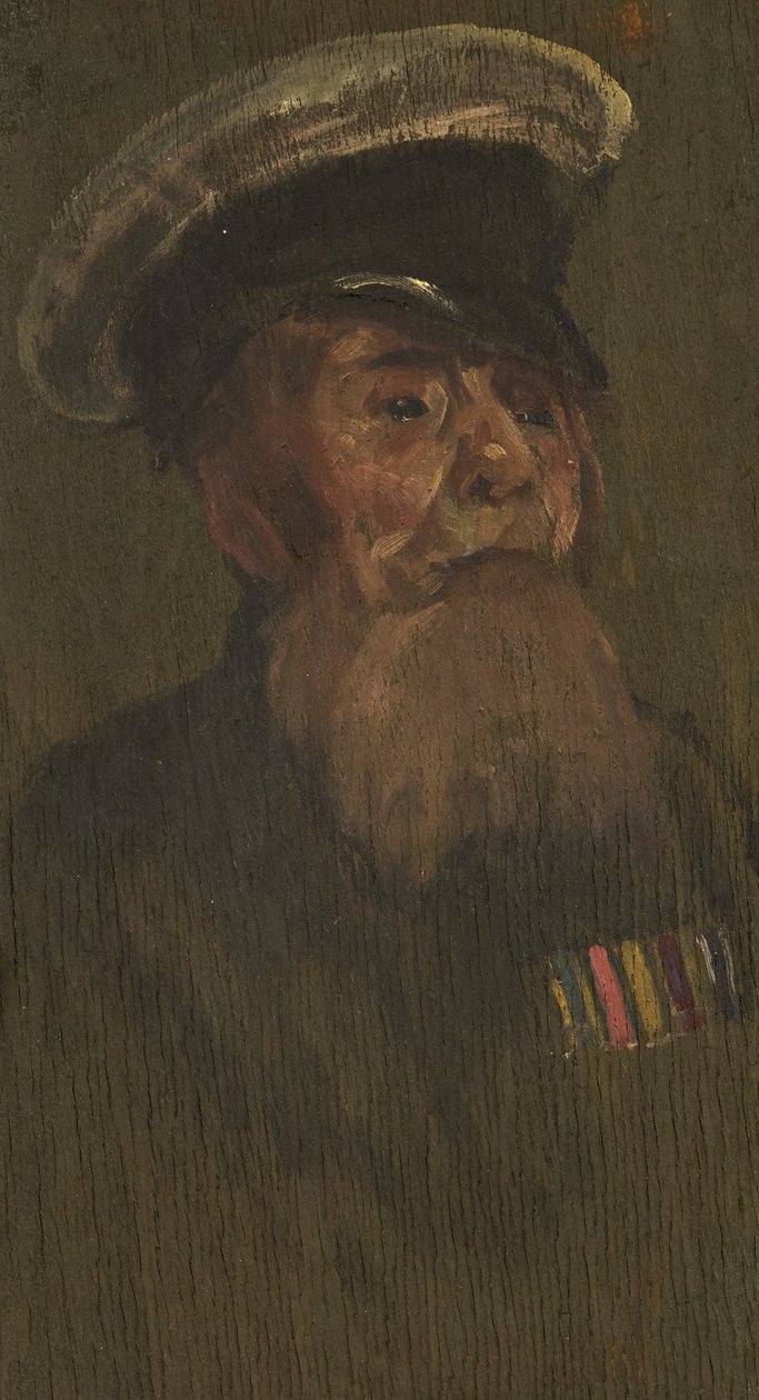Porträtt av W. Short, R.M.L.I., ca. 1920 (olja på panel) av George Edmund Butler