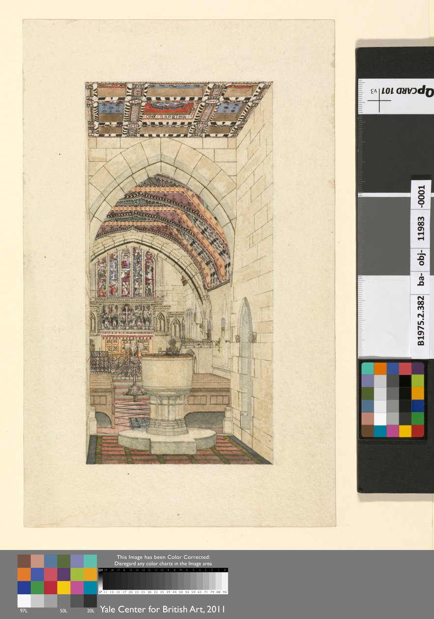 Design för polykromatisk dekoration av en kyrka av George Edmund Street
