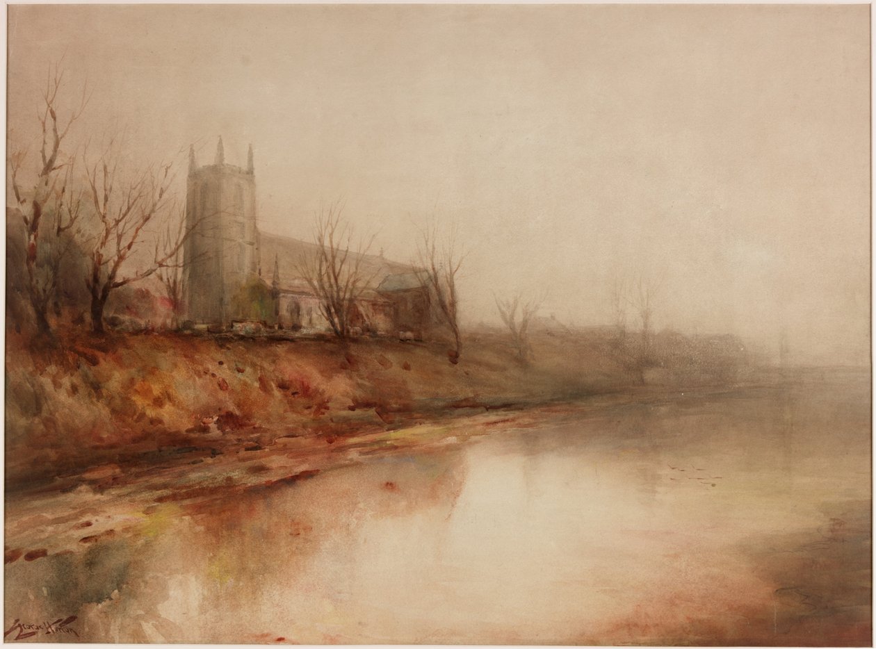 Höst - Hurworth on Tees (penna och akvarell ombord) av George Edward Horton