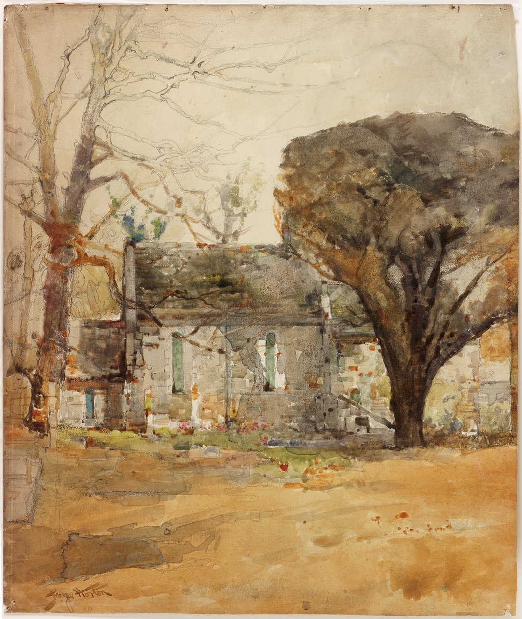 Delaval Chapel (kol, penna och akvarell på papper) av George Edward Horton