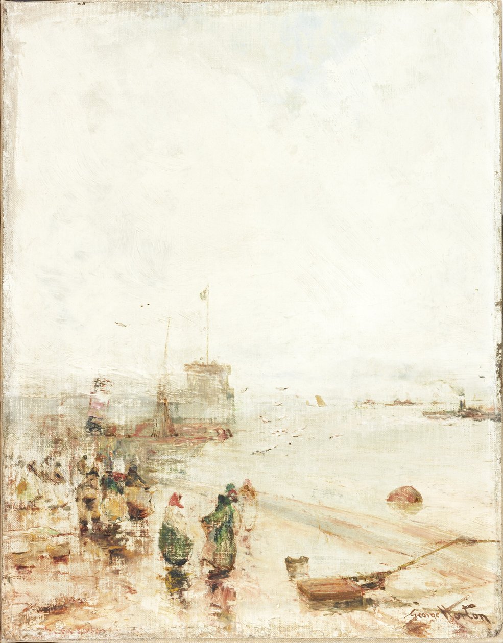 North Shields Fish Quay (olja på duk) av George Edward Horton