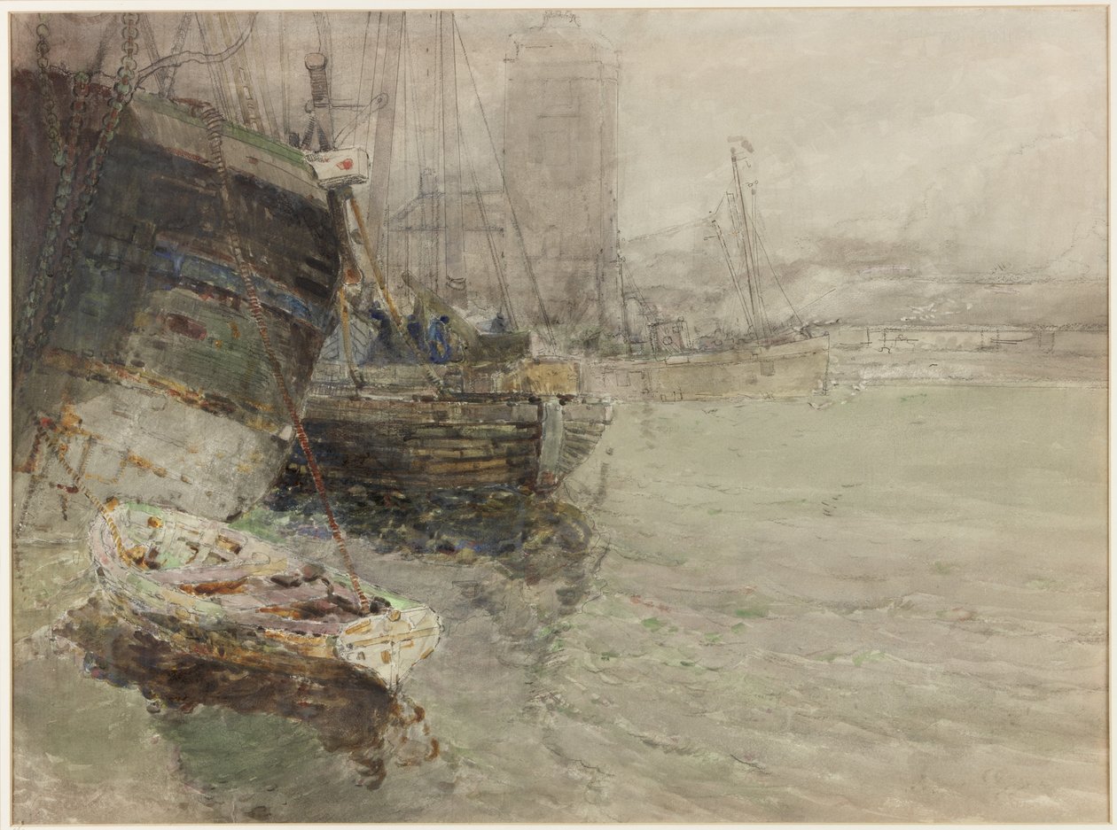 North Shields Fish Quay (akvarell och penna på papper) av George Edward Horton