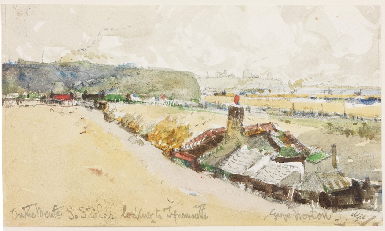 On the Bents, South Shields, Looking to Tynemouth (penna och akvarell på papper) av George Edward Horton