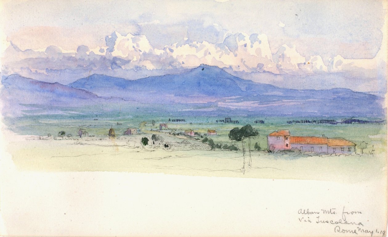 Albanbergen från Via Tuscolana, Rom, 1900. av George Elbert Burr
