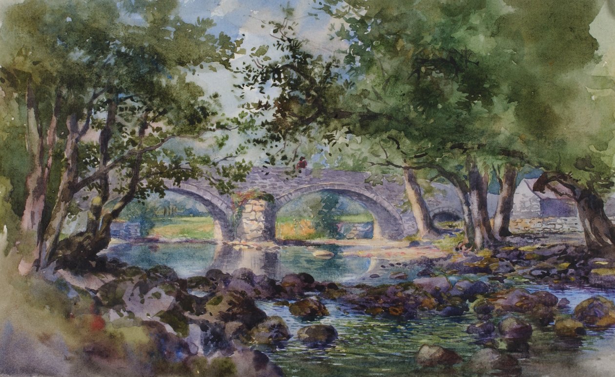 Gamla bron nära Bettws-y-Coed, norra Wales, 1899. av George Elbert Burr