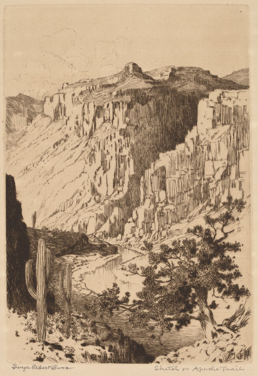 Skiss på Apache Trail, Arizona av George Elbert Burr