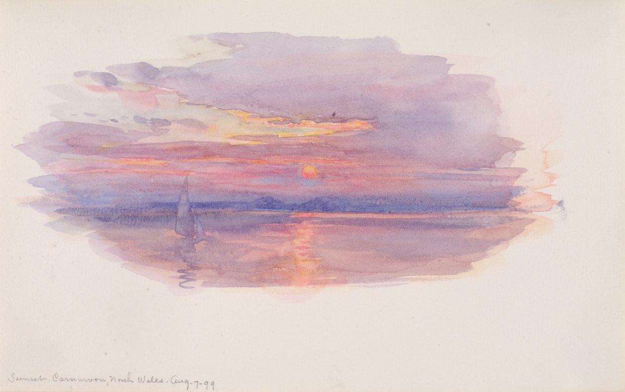 Solnedgång, Caernarvon, norra Wales, 1899. av George Elbert Burr