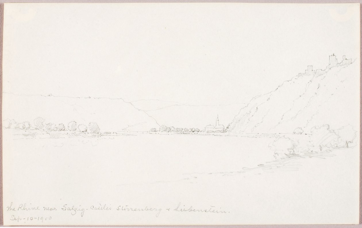 Rhen nära Salzig, slotten Stirrenberg och Liebenstein av George Elbert Burr
