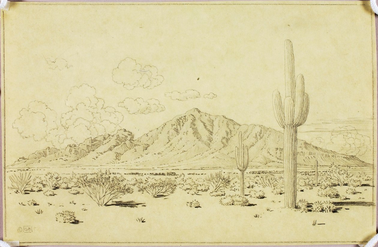 Utan titel (överföringsteckning för Camelback Mountain, Phoenix) av George Elbert Burr