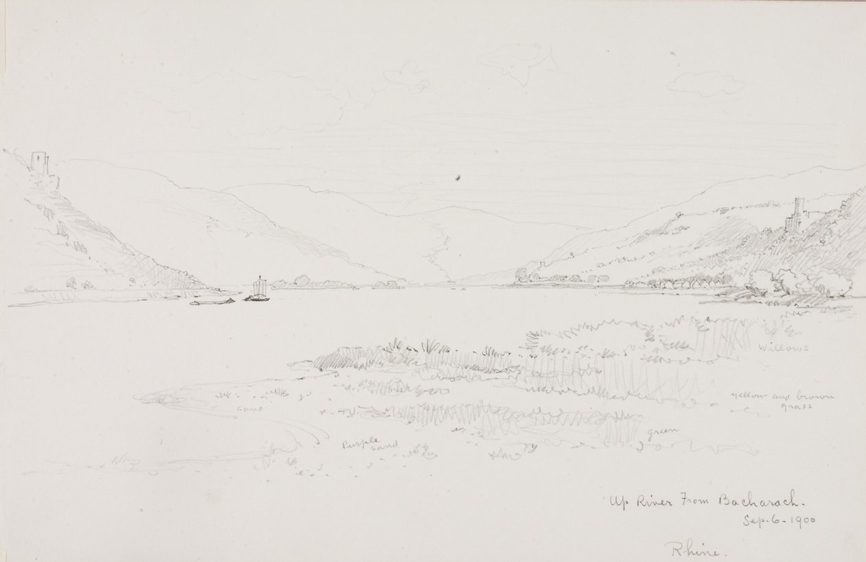 Uppför floden från Bacharach, Rhen av George Elbert Burr