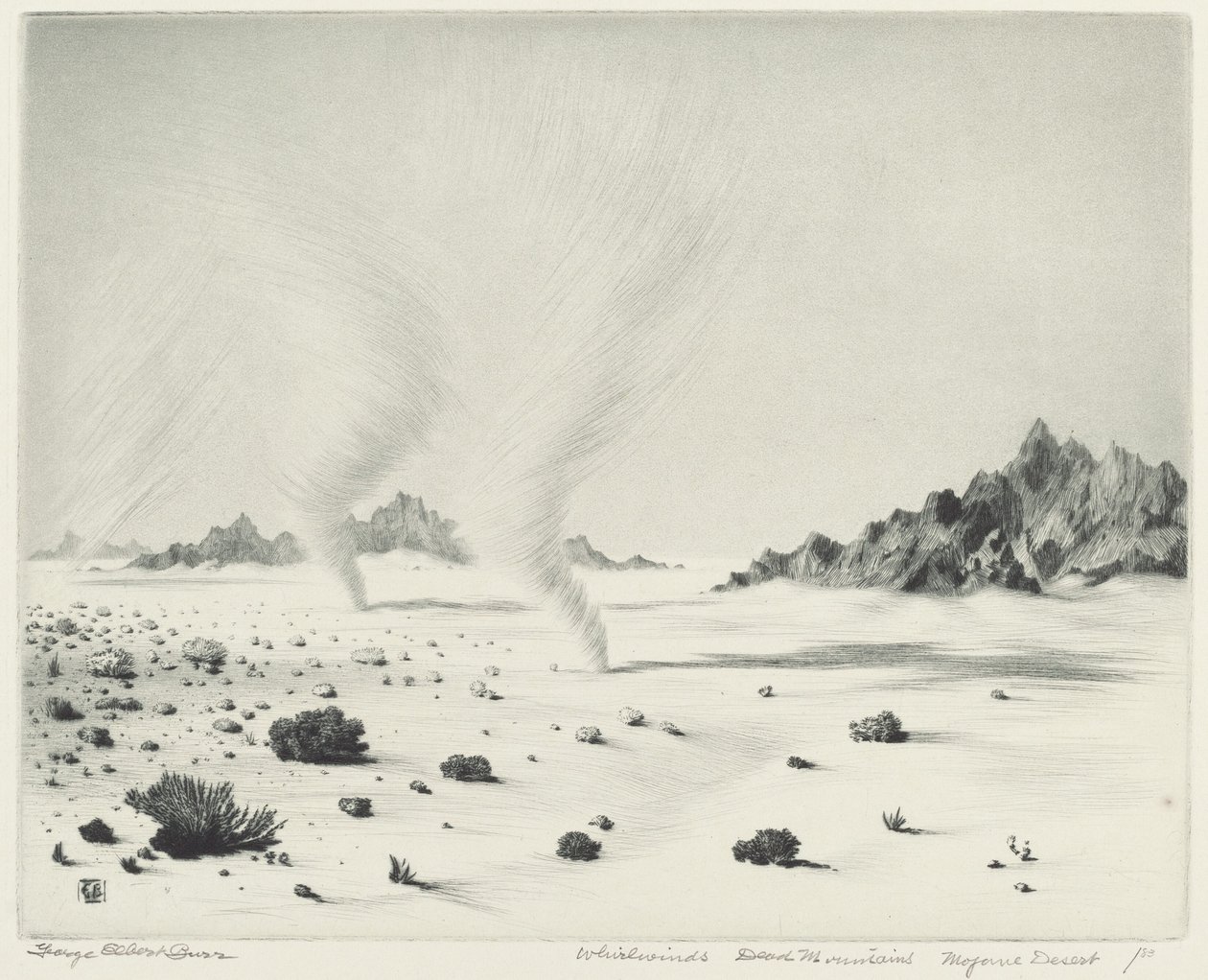 Virvelvindar, Dead Mountains, Mojaveöknen, Kalifornien av George Elbert Burr