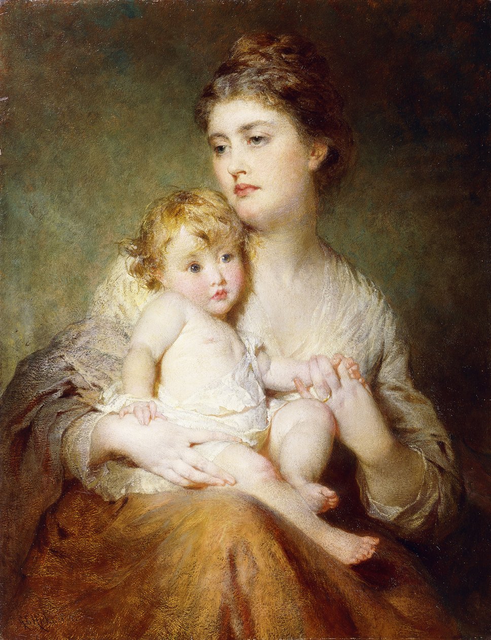 Porträtt av hertiginnan av St. Albans med sin son, 1875 av George Elgar Hicks