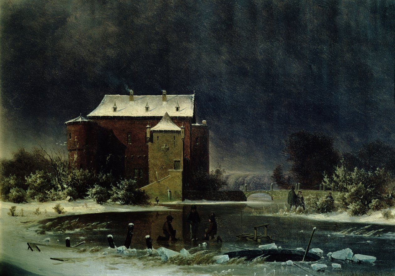 Haunted House in the Snow, 1848 (olja) av George Emil Libert