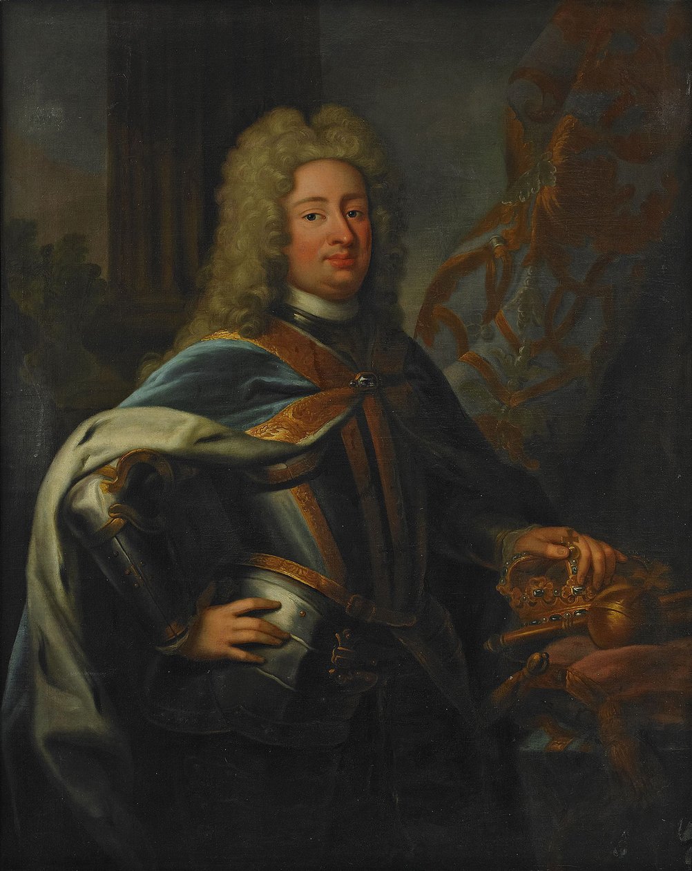 Porträtt av kung Fredrik I av Sverige 1676-1751 av George Engelhardt Schroeder