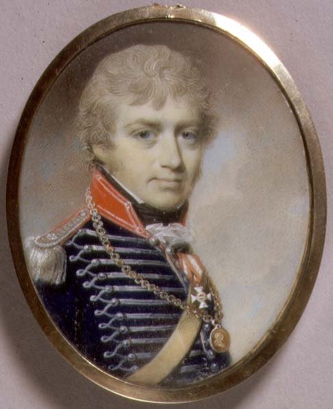 Porträttminiatyr av Sir Charles Burrell Blunt (f.c.1775) 1798 (akvarell på elfenben) av George Engleheart