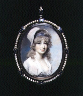 Porträttminiatyr av Mrs Lindsay (?) c.1790 (akvarell på elfenben) av George Engleheart