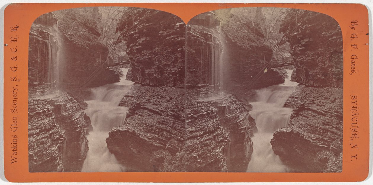 Watkins Glen Scenery, Rainbow Falls och Triple Cascades av George F. Gates