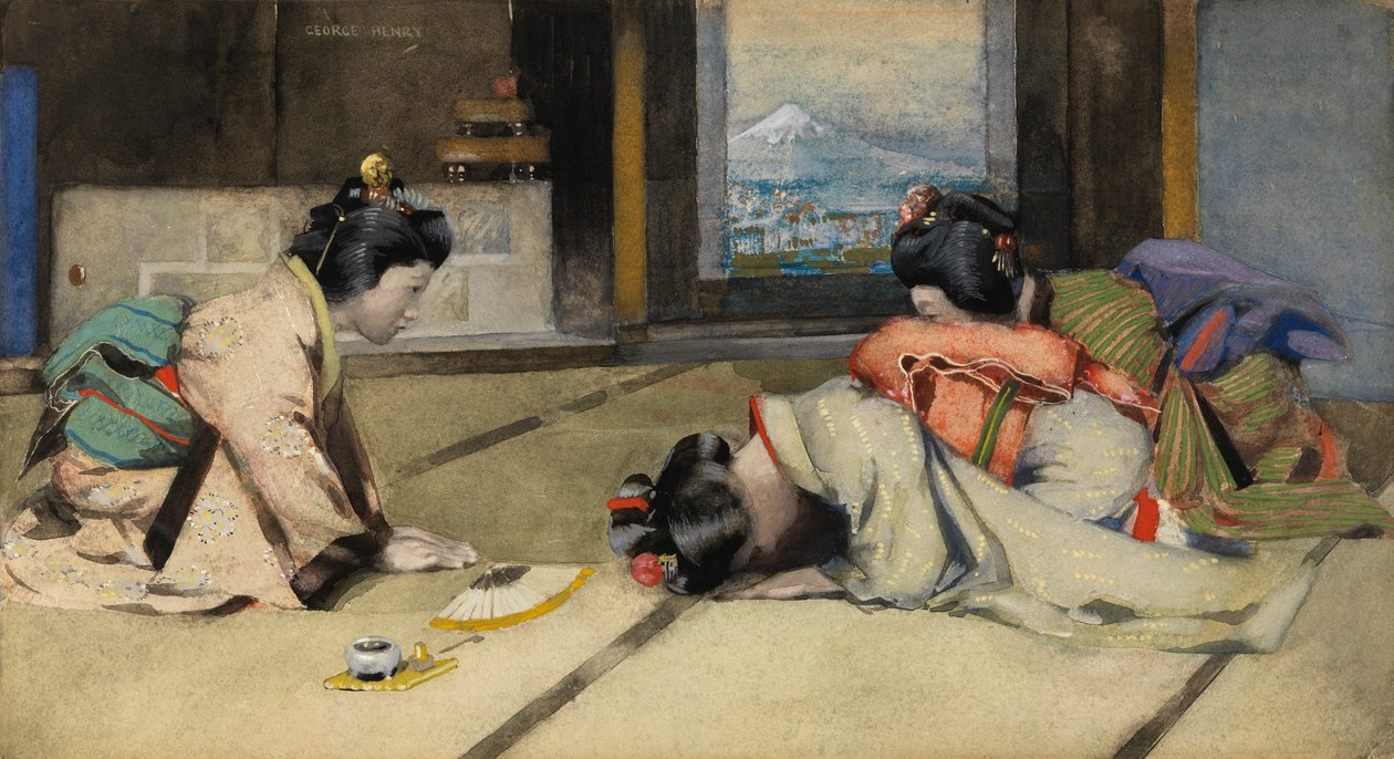 En hemma i Japan, eller Salutations (akvarell på papper) av George F. Henry