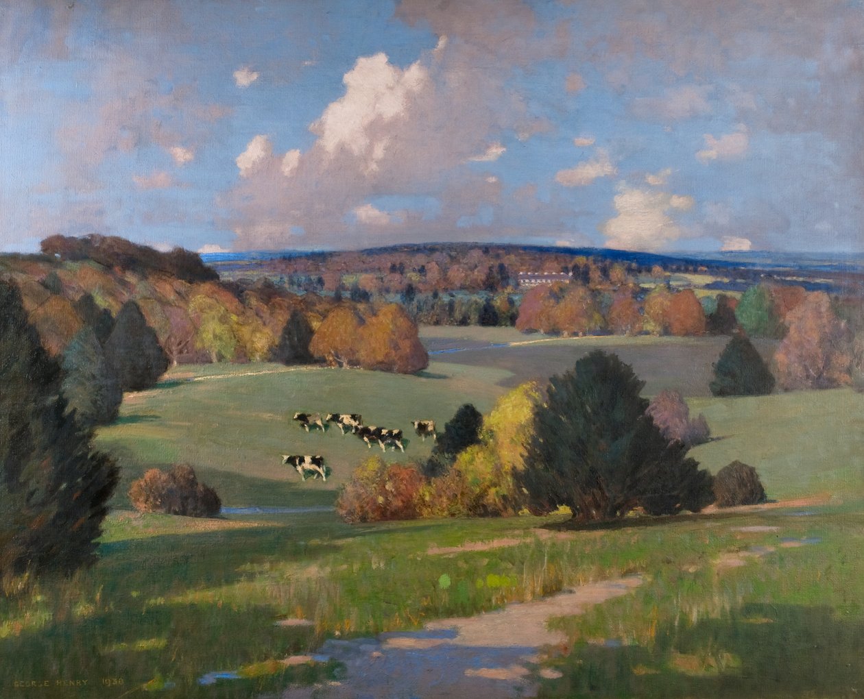 Sussex landskap med boskap av George F. Henry