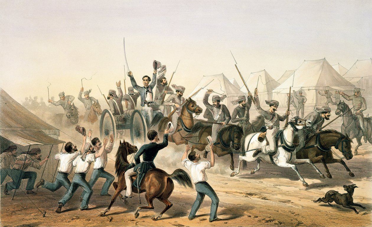 1781.c8 Pl.16 Fusiliers som för de tillfångatagna kanonerna in i lägret, från 