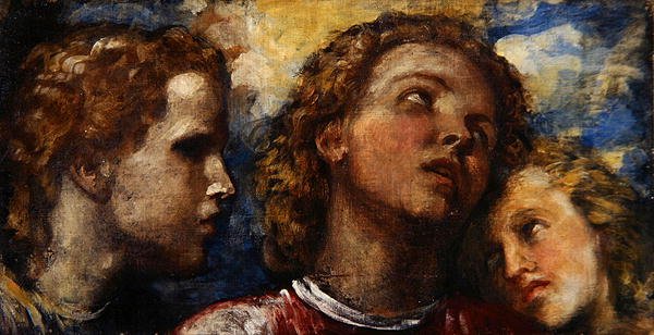 Skiss av tre huvuden (olja på duk) av George Frederic Watts