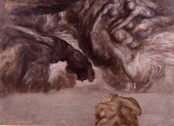Studie för "Mitt straff är större än jag kan bära" (olja på duk) av George Frederic Watts