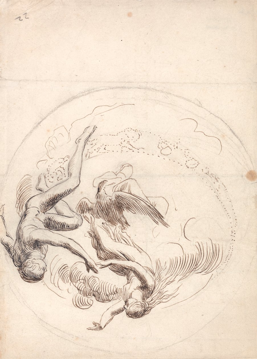 Studera för en cirkulär takdekoration av George Frederic Watts
