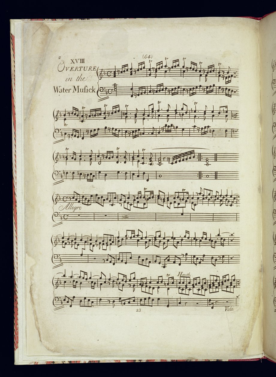 Mu.Ms.447.p2 Sida 1 av The Water Music av George Frederick Handel