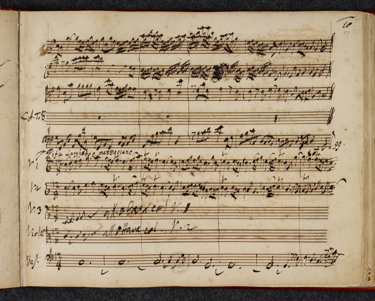 R.M.20.f.2 f.37r, Messias autografpartitur, som visar "pifa" eller pastoral symfoni av George Frederick Handel