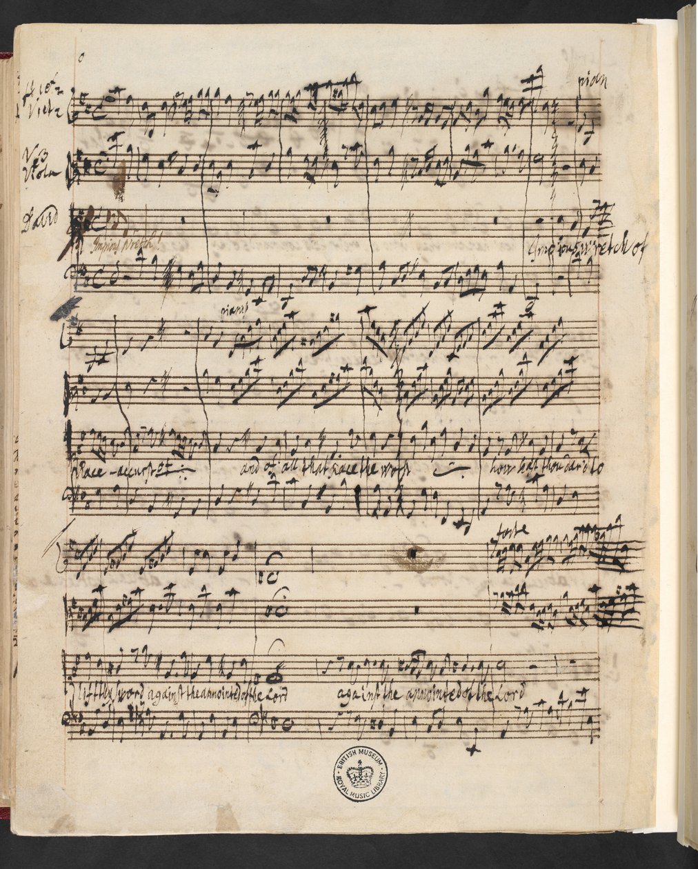R.M.20.g.3, f.99v från G.F. Händel: Saul (oratorium av Charles Jennens) av George Frederick Handel