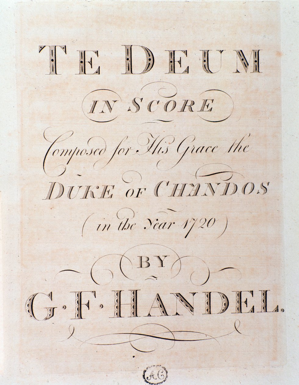 Titelsida för partitur av Te deum av GF Handel av George Frederick Handel