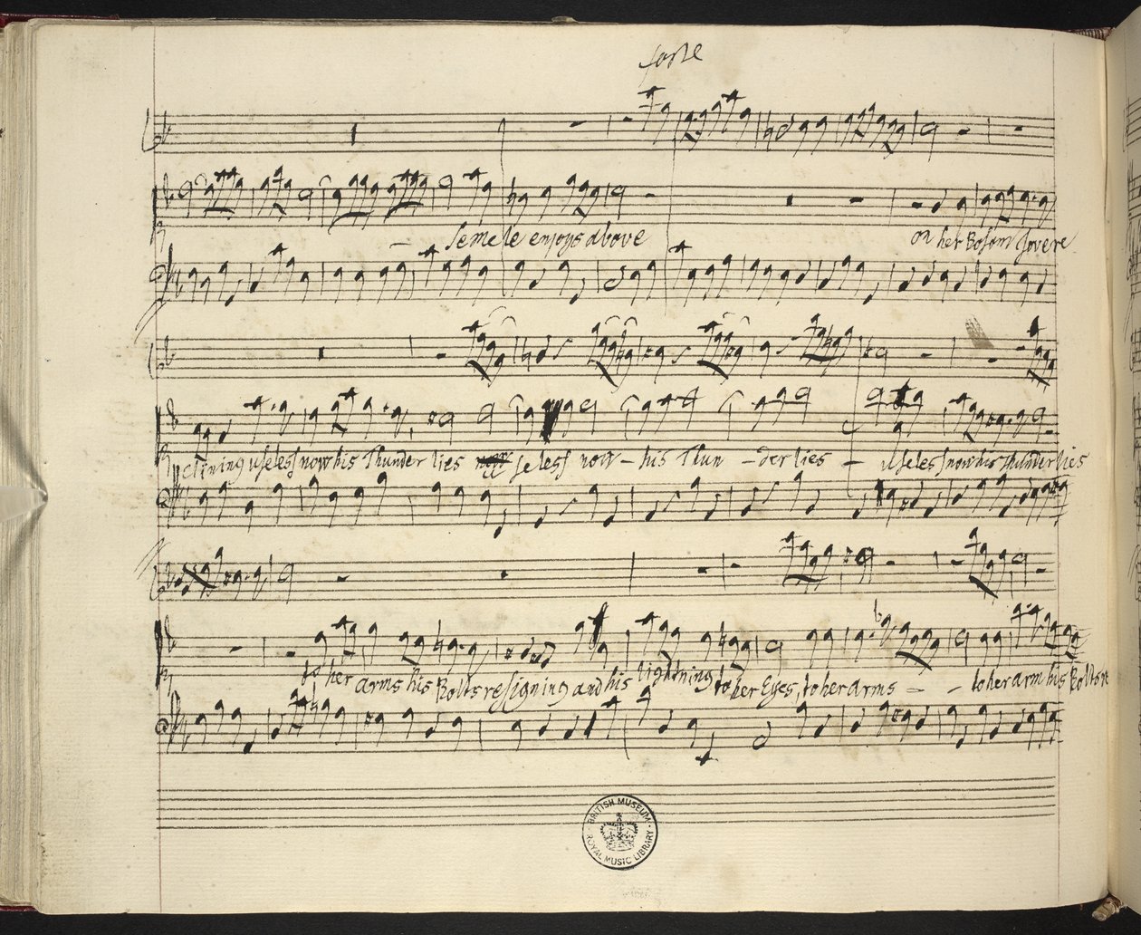 f.44v, Händels Semele autografpartitur av George Frederick Handel