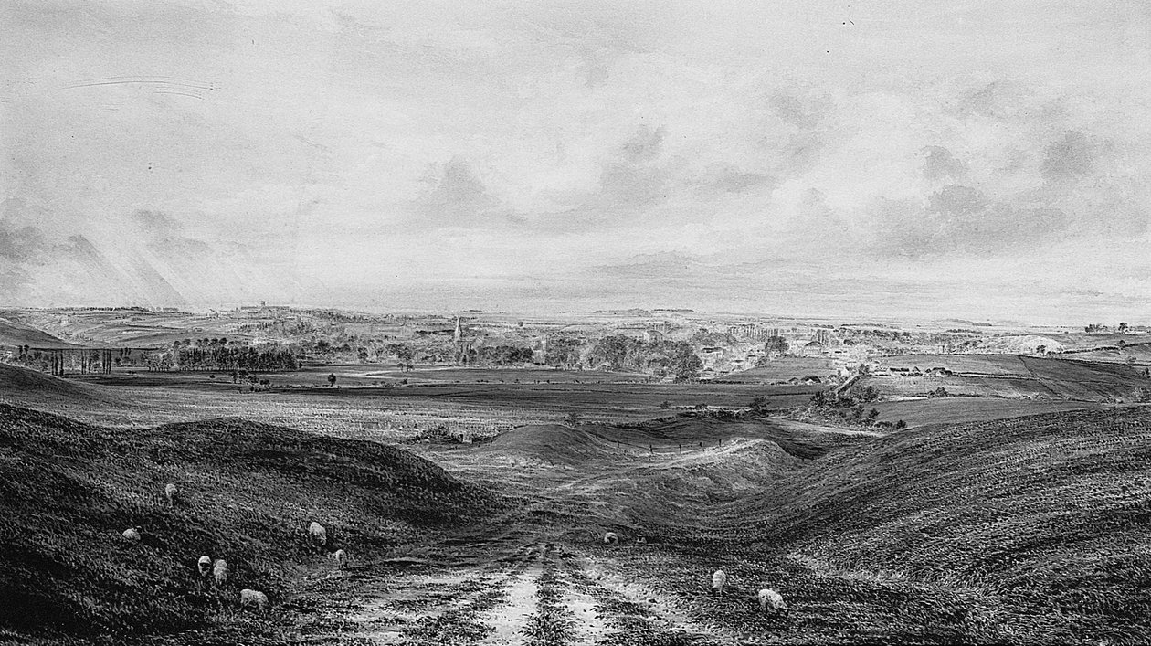 En omfattande utsikt över Winchester (akvarell och penna på papper) av George Frederick Prosser