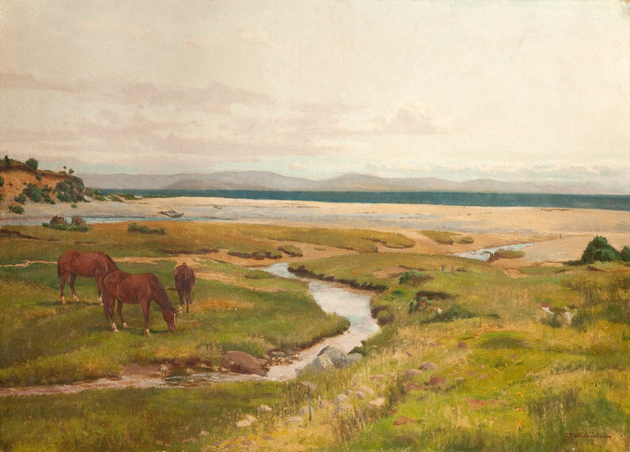 Strandscen med hästar av George Frederick Waldo Johnson