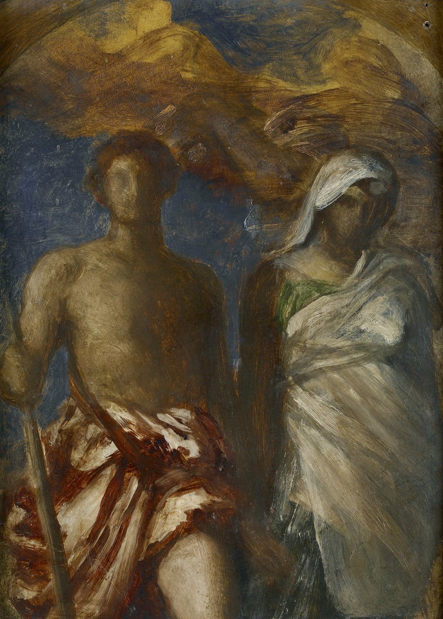 Tid och död, c. 1868 (olja på kartong) av George Frederick Watts