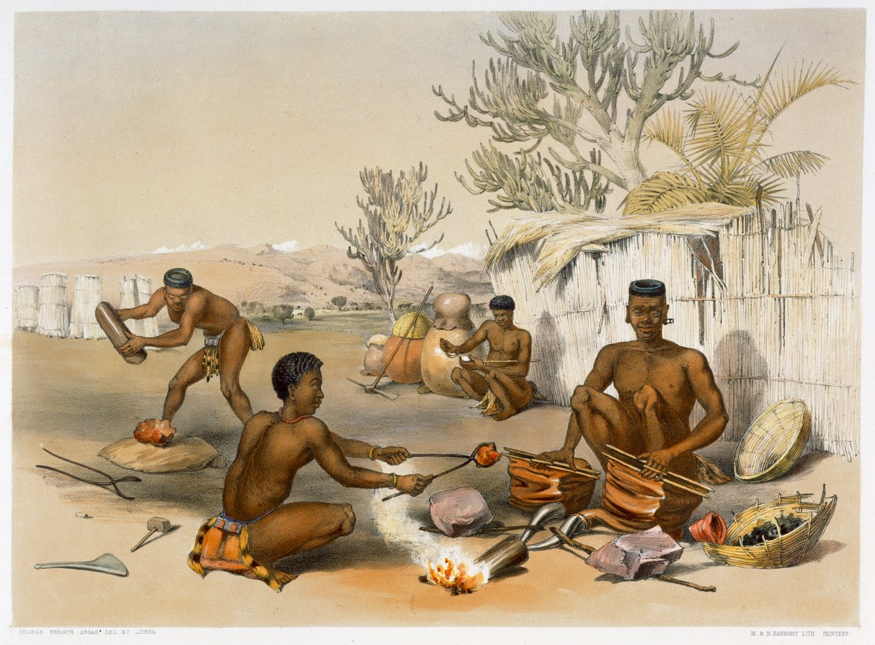 Zulusmeder i arbete, 1849 av George French Angas