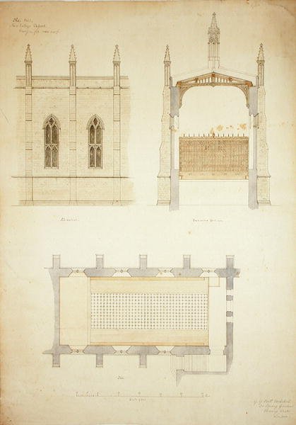 New College Oxford: Design för New Hall Roof av George Gilbert Scott